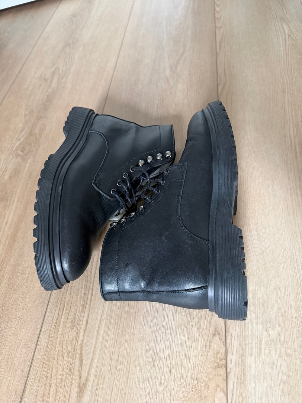 AllSaints NIDD Black Leather Boots